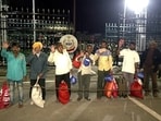 80 Indian fishermen, who were released by Pakistan, entered India via the Attari-Wagah border, on Friday. 80 Indian fishermen, who were released by Pakistan, entered India via the Attari-Wagah border, on Friday.
