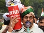 DPCC worker participates in a silent march at Rouse Avenue against BJP and AAP government failure to control severe air pollution situation in New Delhi on November 9. (Vipin Kumar/ Hindustan Times) DPCC worker participates in a silent march at Rouse Avenue against BJP and AAP government failure to control severe air pollution situation in New Delhi on November 9. (Vipin Kumar/ Hindustan Times)