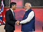 UK PM Rishi Sunak and Prime Minister Narendra Modi.