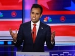 MIAMI, FLORIDA - NOVEMBER 08: Republican presidential candidate Vivek Ramaswamy speaks during the NBC News Republican Presidential Primary Debate at the Adrienne Arsht Center for the Performing Arts of Miami-Dade County on November 8, 2023 in Miami, Florida. 