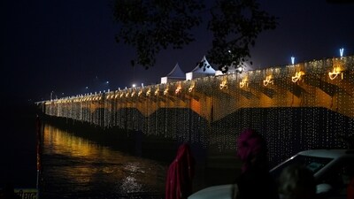 According to the official release, the target set by the Uttar Pradesh government is to light 21 lakh lamps and create a world record.&nbsp; (HT Photo/Deepak Gupta)