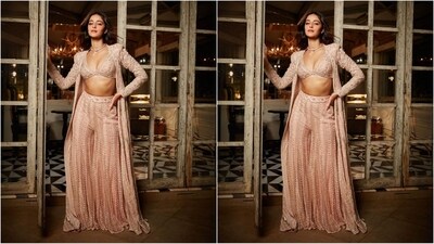 On Friday, Ananya's fashion stylist Tanya Gharvi took to Instagram and gave the actress' followers a sweet surprise as she uploaded a series of glam pictures accompanied by the caption, "A delight for the festive night". (Instagram/@tanghavri) On Friday, Ananya's fashion stylist Tanya Gharvi took to Instagram and gave the actress' followers a sweet surprise as she uploaded a series of glam pictures accompanied by the caption, "A delight for the festive night". (Instagram/@tanghavri)