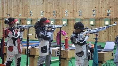 CBSE National Shooting Championship 2023 at Hallmark School, Panchkula. (Sant Arora /HT)