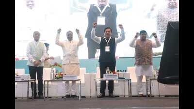 During the occasion at Indradhanush Auditorium in Panchkula, three vaidyas [practitioners of Ayurvedic medicine] were also awarded National Dhanwantri Ayurveda awards for their contribution to popularising Indian traditional medicine. (HT Photo)