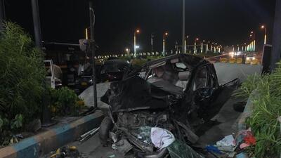 Mumbai, India - Nov 10, 2023 : 3 People Died, 2 people serius and 4 people injured in a Major 5 to 6 cars accident near Bandra Worli Sea Link Toll Plaza at Bandra, in Mumbai, India, Friday, Nov 10, 2023. (Photo by Vijay Bate/HT Photo) Mumbai, India - Nov 10, 2023 : 3 People Died, 2 people serius and 4 people injured in a Major 5 to 6 cars accident near Bandra Worli Sea Link Toll Plaza at Bandra, in Mumbai, India, Friday, Nov 10, 2023. (Photo by Vijay Bate/HT Photo)