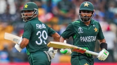 Pakistan's captain Babar Azam and Fakhar Zaman run between the wickets (PTI) Pakistan's captain Babar Azam and Fakhar Zaman run between the wickets (PTI)