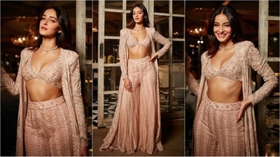 Ananya Pandey is here to show you how to slay ethnic outfits like a pro. The Gen Z star is a total fashionista who can pull off any look to perfection, whether it's a saritorial saree or a chic pantsuit. The stunning actress recently attended Sara Ali Khan's Diwali party and turned heads with her glamorous look. Wearing an exquisite three-piece ethnic set, she sets the fashion goals for the festive season. With her incredible beauty and amazing fashion sense, she is making her followers swoon while we cannot take our eyes off her. Scroll down to take some style notes. (Instagram/@tanghavri) Ananya Pandey is here to show you how to slay ethnic outfits like a pro. The Gen Z star is a total fashionista who can pull off any look to perfection, whether it's a saritorial saree or a chic pantsuit. The stunning actress recently attended Sara Ali Khan's Diwali party and turned heads with her glamorous look. Wearing an exquisite three-piece ethnic set, she sets the fashion goals for the festive season. With her incredible beauty and amazing fashion sense, she is making her followers swoon while we cannot take our eyes off her. Scroll down to take some style notes. (Instagram/@tanghavri)
