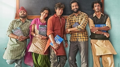Vikram Kochhar, Taapsee Pannu, Shah Rukh Khan, Vicky Kaushal, and Anil Grover in new poster of Dunki. Vikram Kochhar, Taapsee Pannu, Shah Rukh Khan, Vicky Kaushal, and Anil Grover in new poster of Dunki.