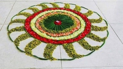 Organic Rangoli: Traditional rangoli colours in the market can be harmful to both the environment and your health as they are non-biodegradable. Instead, create rangolis using natural substances like flower petals, cinnamon, and turmeric powder. These eco-friendly alternatives not only contribute to a vibrant and festive atmosphere but also help protect the environment.&nbsp; (Pinterest)