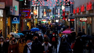 Shoppers walk down Hohe Strasse shopping district in Germany. (Reuters) Shoppers walk down Hohe Strasse shopping district in Germany. (Reuters)