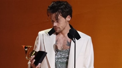 Harry Styles accepts the Album Of The Year award for "Harry's House" during the 65th Annual Grammy Awards in Los Angeles, California, U.S REUTERS/Mario Anzuoni (REUTERS)