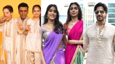 Karan Johar with Yash and Roohi, Janhvi Kapoor and Khushi Kapoor and Siddharth Malhotra. Karan Johar with Yash and Roohi, Janhvi Kapoor and Khushi Kapoor and Siddharth Malhotra.