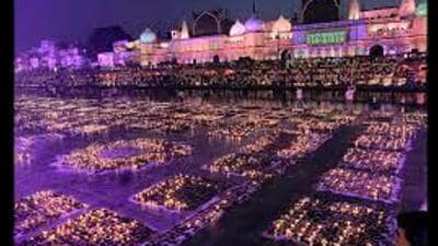 the Ayodhya administration will aim to set a new Guinness Book of World record by lighting 21 lakh earthen lamps (diyas) on Ram Ki Paidi and 50 other ghats of the temple town. (HT file) the Ayodhya administration will aim to set a new Guinness Book of World record by lighting 21 lakh earthen lamps (diyas) on Ram Ki Paidi and 50 other ghats of the temple town. (HT file)