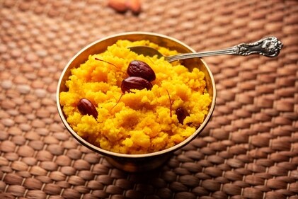 Kesar Badam Halwa is a traditional and aromatic Indian dessert made with almonds, saffron, and ghee mostly in northern states. (Chef Thayanithy Tamilarasu) Kesar Badam Halwa is a traditional and aromatic Indian dessert made with almonds, saffron, and ghee mostly in northern states. (Chef Thayanithy Tamilarasu)