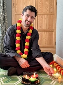 KSHMR lights diyas during the exclusive shoot (Soumya/HT) KSHMR lights diyas during the exclusive shoot (Soumya/HT)