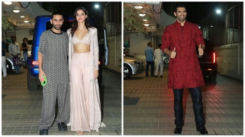 Orry, Ananya Panday and Aditya Roy Kapur at Sara Ali Khan's Diwali bash. Orry, Ananya Panday and Aditya Roy Kapur at Sara Ali Khan's Diwali bash.