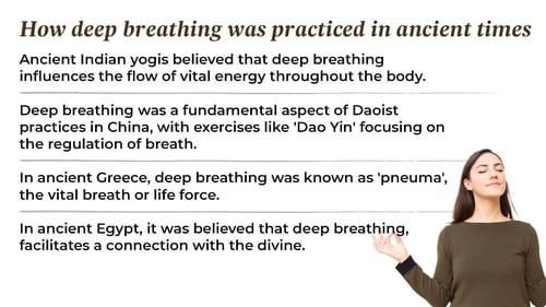 Ancient Indian yogis believed that deep breathing influences the flow of vital energy throughout the body which improves physical health and mental clarity. Ancient Indian yogis believed that deep breathing influences the flow of vital energy throughout the body which improves physical health and mental clarity.