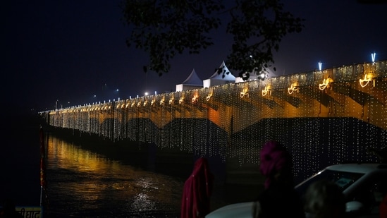 According to the official release, the target set by the Uttar Pradesh government is to light 21 lakh lamps and create a world record.&nbsp;(HT Photo/Deepak Gupta)