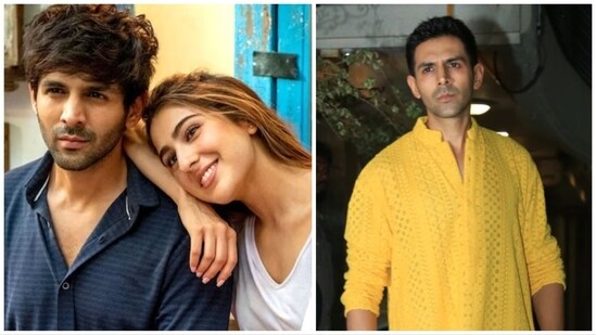 Kartik Aaryan arrives at Sara Ali Khan's Diwali party in yellow.