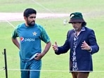 Pakistan captain Babar Azam and former Pakistani cricketer Ramiz Raja in a conversation during a practice session ahead of their match against England in the ICC Men's Cricket World Cup 2023, at Eden Gardens in Kolkata Pakistan captain Babar Azam and former Pakistani cricketer Ramiz Raja in a conversation during a practice session ahead of their match against England in the ICC Men's Cricket World Cup 2023, at Eden Gardens in Kolkata