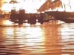 At least five houseboats were destroyed in fire at Srinagar's Dal Lake.