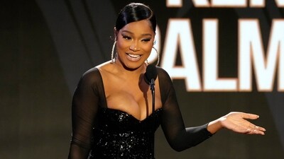 Actor Keke Palmer accepts the Social Impact Award at the Black Music Action Coalition Gala, Thursday, Sept. 21, 2023, at the Beverly Hilton Hotel in Beverly Hills, Calif. (AP Photo/Chris Pizzello) (Chris Pizzello/Invision/AP)