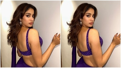 Assisted by celebrity hairstylist Marce Pedrozo, Janhvi styled her lush locks into soft curls and left them open at the centre part, cascading beautifully down her shoulders. (Instagram/@janhvikapoor) Assisted by celebrity hairstylist Marce Pedrozo, Janhvi styled her lush locks into soft curls and left them open at the centre part, cascading beautifully down her shoulders. (Instagram/@janhvikapoor)