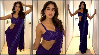 Janhvi Kapoor is here to give you some stunning ethnic outfit inspiration with her breathtaking saree look. The stylish diva recently attended a Diwali party and turned heads with her purple saree look. Janhvi keeps proving her fashion prowess with her back to back fashion forward looks. Whether it's a mini dress or a traditional attire, she can pull off any look to perfection. Especially when it comes to saree looks, Janhvi adds her own charm and turns it into a glamorous affair. Her latest mesmerising look in six yards of grace is no exception and is sure to steal your heart. (Instagram/@janhvikapoor) Janhvi Kapoor is here to give you some stunning ethnic outfit inspiration with her breathtaking saree look. The stylish diva recently attended a Diwali party and turned heads with her purple saree look. Janhvi keeps proving her fashion prowess with her back to back fashion forward looks. Whether it's a mini dress or a traditional attire, she can pull off any look to perfection. Especially when it comes to saree looks, Janhvi adds her own charm and turns it into a glamorous affair. Her latest mesmerising look in six yards of grace is no exception and is sure to steal your heart. (Instagram/@janhvikapoor)
