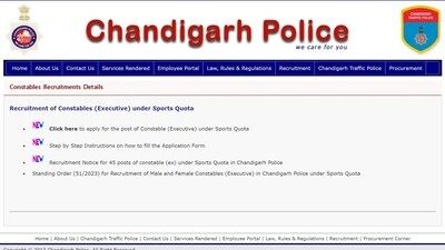 Chandigarh Police Recruitment 2023: Apply online for 45 Constable (Executive) vacancies Chandigarh Police Recruitment 2023: Apply online for 45 Constable (Executive) vacancies