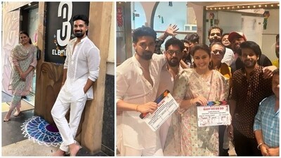 Huma Qureshi and her brother Saqib Saleem marked Diwali by celebrating in their Elemen3 Entertainment office. Huma was spotted in a pastel-hued salwar suit, while Saqib opted for a white kurta set. (Instagram/@iamhumaq) Huma Qureshi and her brother Saqib Saleem marked Diwali by celebrating in their Elemen3 Entertainment office. Huma was spotted in a pastel-hued salwar suit, while Saqib opted for a white kurta set. (Instagram/@iamhumaq)
