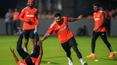 India's Virat Kohli and others during a practice session ahead of the ICC Men's Cricket World Cup 2023 match between India and Netherlands, at Chinnaswamy Stadium, in Bengaluru. (PTI) India's Virat Kohli and others during a practice session ahead of the ICC Men's Cricket World Cup 2023 match between India and Netherlands, at Chinnaswamy Stadium, in Bengaluru. (PTI)