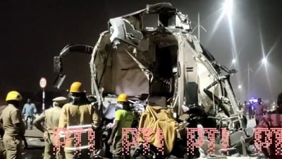 The front portion of the two vehicles were completely smashed. (PTI)