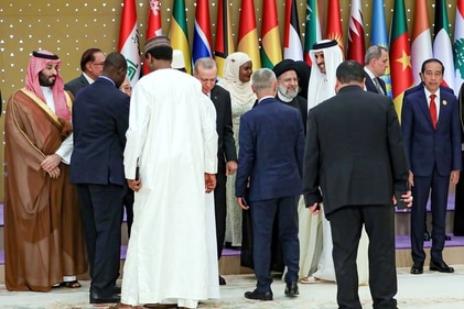 This handout picture provided by the Iranian Presidency on November 11, 2023, shows leaders of the Arab League and the Organisation of Islamic Cooperation (OIC) in Riyadh on November 11. (AFP) This handout picture provided by the Iranian Presidency on November 11, 2023, shows leaders of the Arab League and the Organisation of Islamic Cooperation (OIC) in Riyadh on November 11. (AFP)