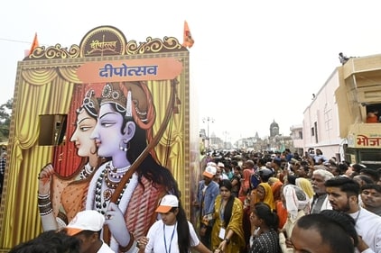The procession featured 18 majestic and divine tableaux depicting Lord Ram. (Deepak Gupta/ Hindustan Times)