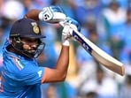 Rohit Sharma plays a shot during the 2023 ICC Men's Cricket World Cup one-day international (ODI) match between India and Netherlands. Rohit Sharma plays a shot during the 2023 ICC Men's Cricket World Cup one-day international (ODI) match between India and Netherlands.