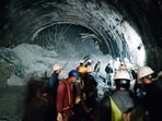 State Disaster Response Force (SDRF) and Police Revenue teams conduct a rescue operation at an under-construction tunnel from Silkyara to Dandalgaon that collapsed in Uttarkashi on Saturday.
