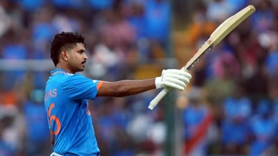 India’s Shreyas Iyer celebrates his century during their match against Netherlands (ANI ) India’s Shreyas Iyer celebrates his century during their match against Netherlands (ANI )