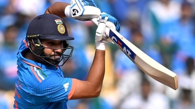 Rohit Sharma plays a shot during the 2023 ICC Men's Cricket World Cup one-day international (ODI) match between India and Netherlands. (AFP) Rohit Sharma plays a shot during the 2023 ICC Men's Cricket World Cup one-day international (ODI) match between India and Netherlands. (AFP)
