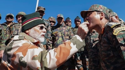 Prime Minister Narendra Modi celebrates Diwali with security personnel in Lepcha, Himachal Pradesh, on November 12. (PTI) Prime Minister Narendra Modi celebrates Diwali with security personnel in Lepcha, Himachal Pradesh, on November 12. (PTI)