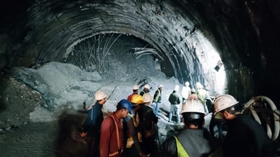 State Disaster Response Force (SDRF) and Police Revenue teams conduct a rescue operation at an under-construction tunnel from Silkyara to Dandalgaon that collapsed in Uttarkashi on Saturday. (ANI) State Disaster Response Force (SDRF) and Police Revenue teams conduct a rescue operation at an under-construction tunnel from Silkyara to Dandalgaon that collapsed in Uttarkashi on Saturday. (ANI)