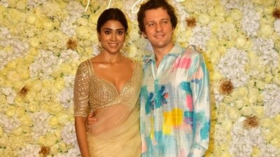 Shriya Saran of Drishyam 3 fame also made an appearance at a Diwali party with husband Andrei Koscheev. The two have been spotted at multiple Diwali parties this festive season. Shriya Saran of Drishyam 3 fame also made an appearance at a Diwali party with husband Andrei Koscheev. The two have been spotted at multiple Diwali parties this festive season. 