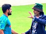 Pakistan captain Babar Azam and former Pakistani cricketer Ramiz Raja in a conversation during a practice session
Pakistan captain Babar Azam and former Pakistani cricketer Ramiz Raja in a conversation during a practice session