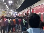 Crowded railway station in Gujarat Crowded railway station in Gujarat