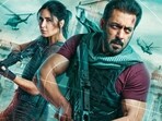 Katrina Kaif and Salman Khan in the Tiger 3 poster. Katrina Kaif and Salman Khan in the Tiger 3 poster.