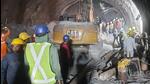 A part of the tunnel collapsed on Sunday morning, leaving around 40 labourers trapped inside. (HT Photo)