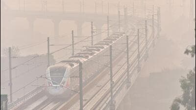 A dense smog, the result of widespread firecracker use on Diwali night, engulfed the cities of Noida and Ghaziabad (above) on Monday. (Sakib Ali/HT Photo)