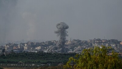 Israel-Hamas War: Smoke rises following an Israeli airstrike in the Gaza Strip, as seen from southern Israel. (AP) Israel-Hamas War: Smoke rises following an Israeli airstrike in the Gaza Strip, as seen from southern Israel. (AP)