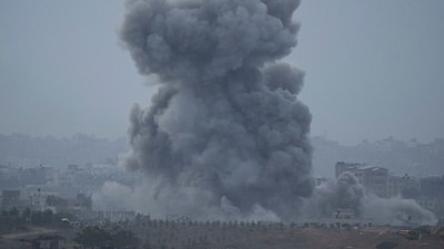 Smoke rises following an Israeli airstrike in the Gaza Strip, as seen from southern Israel (AP) Smoke rises following an Israeli airstrike in the Gaza Strip, as seen from southern Israel (AP)