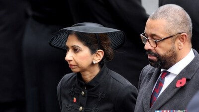 Suella Braverman and UK Foreign Secretary James Cleverly in London, Britain. (Reuters)