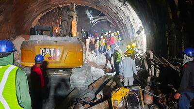 Rescue operations underway after a tunnel collapsed in Uttarkashi district of Uttarakhand, on Monday. (ANI) Rescue operations underway after a tunnel collapsed in Uttarkashi district of Uttarakhand, on Monday. (ANI)